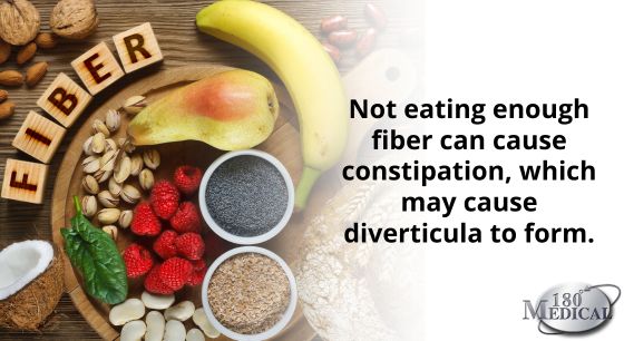 Not eating enough fiber can cause constipation. This may cause diverticula to form.