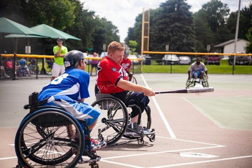 Brendan playing softball for minnesota rollin twins