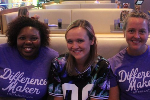 ashayla abbey and amanda at 180 medical bowling night