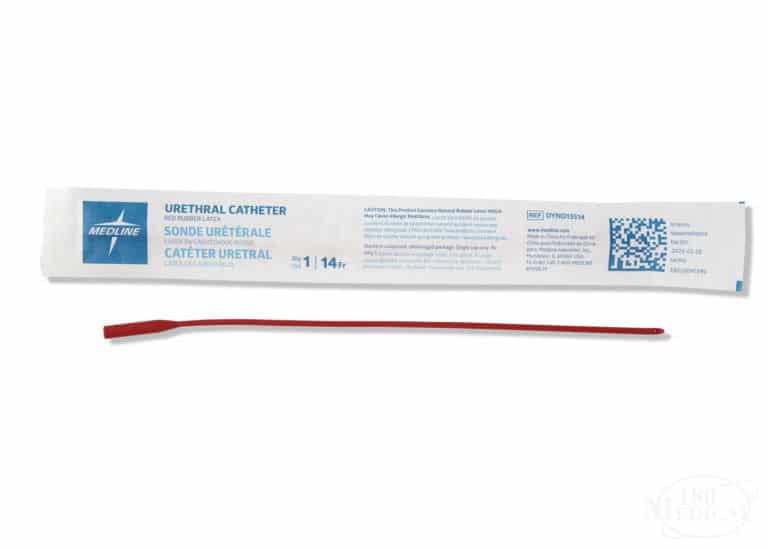 Medline Red Rubber Latex Straight Intermittent Catheter