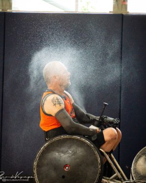 steve cooling off during wheelchair rugby