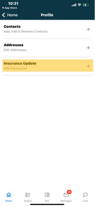 Insurance Update - My 180 Medical App Screenshot