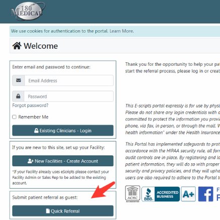 quick referral to 180 medical with escript online refer